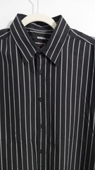 Murano Black White Pinstripe Short Sleeve Button Down Shirt XL