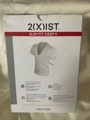 2(X)IST Essential 100% Cotton 3pcs Slim Fit Deep V Neck T-Shirts Large Black NIB