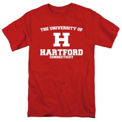 University of Hartford Adult T-Shirt Circle Logo, Red, S-5XL