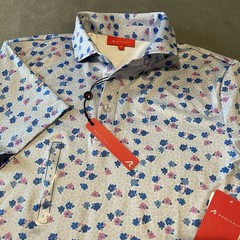 Redvanly Polo Shirt Mens White Blue Lavender Golf Performance Stretch Leone