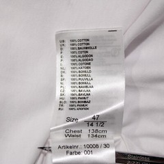 Desoto NWD Hai Dress Shirt Size 47 18.5 in Solid White 100% Cotton