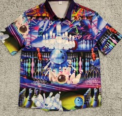 Men’s Small Colorful Bowling Hawaiian Shirt Festival Short Sleeve Vibrant Dude