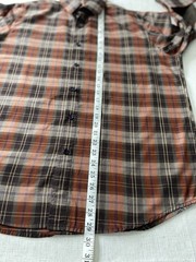 TASSO ELBA Mens L 16-16.5 Plaid Button Up Shirt Suede Elbow Patches Cotton Brown