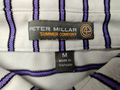 Peter Millar Summer Comfort Men’s M White/Purple/Black Stripe E4 Golf Shirt
