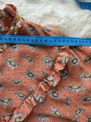 ESSENTIEL ANTWERP Blouse Daisy Print Beaded Sequin Embellished Ruffle Top