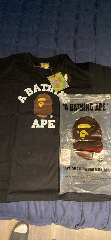 A Bathing Ape BAPE Men’s Black Logo Graphic Print Crew Neck T-Shirt Size S