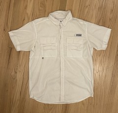 Columbia PFG Button Down Shirt Men’s Large Short Sleeve Fishing Vented White
