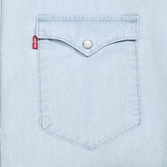 Levi’s Pearl Snap Denim Shirt Mens XL Light Wash Blue Western Long Sleeve Casual