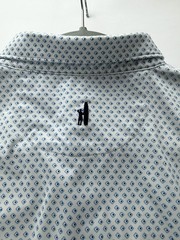 Johnnie-O Men’s XL Performance Polo Las Colinas Country Club Print White Blue