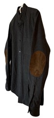 J. CREW Button Down Shirt Mens Small Charcoal Faux-Leather Elbow-Patch Casual