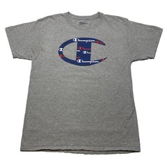 Champion Logo T-Shirt Men’s Medium Gray Hip Hop Hipster Vintage Sportswear Y2K