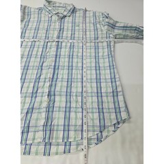Bald Head Blues Button Down Shirt Mens XL White Blue Green Plaid Golf Cart Logo