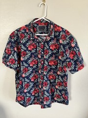 Gentlemen’s Outfitters Men’s Short Sleeve Button Black/Flower Design Xxl Exc Con