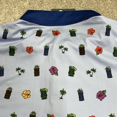 RSVLTS Polo Shirt Men XL Blue Breakfast Balls Its 5 Under Par Stretch Hawaii NWT