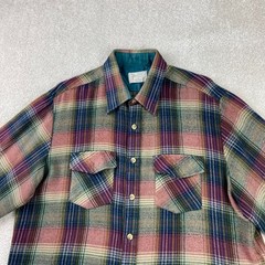 Vintage 70’s Sears Flannel Shirt Mens Large Tall Multicolor Plaid Acrylic