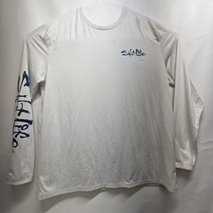 Salt Life Livin’ Salty Long Sleeve XXL White Patriotic Fish Flag 88/12 Stretch R