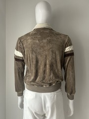 Vintage Kingsport Velour Track Jacket Mens L Brown Cream Full Zip Retro 70s 80s