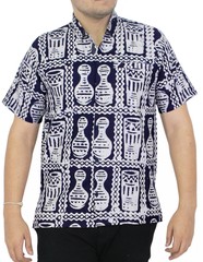 LA LEELA Men’s Beach Hawaiian Shirt Dress Shirts Short Sleeve Shirts L Navy_W511