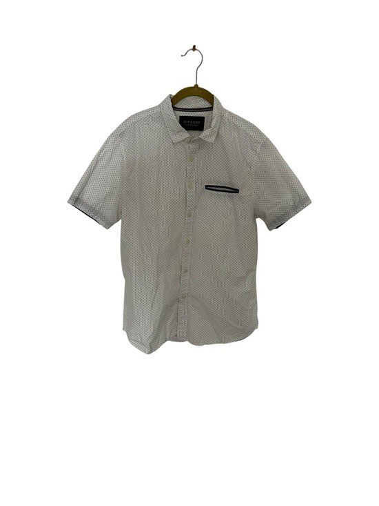 Zipcode Black Polka Dot White Short Sleeve Button Down