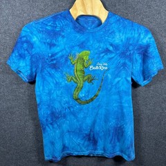 Mens Blue Tie Dye Pura Vida Costa Rica Iguana Graphic T-Shirt. No Size Tag.