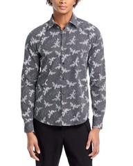 HUGO by Hugo Boss Ermo Butterfly Patterned Shirt Men’s S Black Button Closure