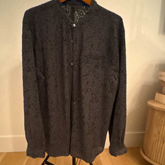 John Varvatos Men’s XL Black Abstract Woven Band Collar Long Sleeve Button-Up