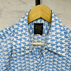 Mr. Van Dyke Vtg 70s Dagger Spread Collar Shirt Absract Pattern Mad Men Disco