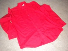 VINTAGE ELY TUXEDO WESTERN SHIRT LG. RED W/PEARL SNAPS RETRO
