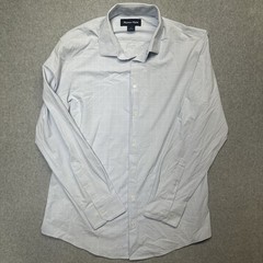 Mizzen+Main Halyard L Trim Fit Blue Pattern Performance Dress Shirt $150 MSRP