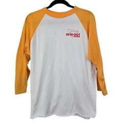 In-N-Out Burger Raglan Baseball Shirt Adult XL White Orange Good 3/4 Sleeve