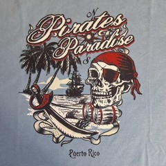 Pirates Paradise Puerto Rico Shirt Mens Large Blue Graphic Skull Pirate Tee
