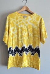 PEANUTS Cedar Fair Charlie Brown BLack yellow white Short sleeve Tie Dye Shirt L