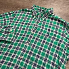 Ralph Lauren Shirt Mens XL Green Cotton Plaid Flannel Classic Fit Preppy Outdoor