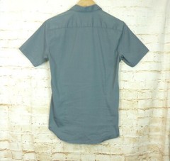 Theory Sylvain Shirt Mens Small Blue Green Minimal Short Sleeve Summer