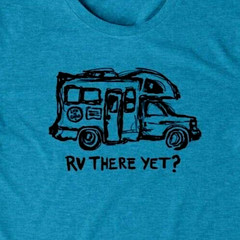Life is Good RV There Yet Cool Camping T Shirt Men Sz Medium Seaport Blue 55289