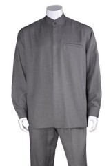 Men’s Luxurious Mandarin Collar (banded collar) Walking Suit 2-Piece Set #28266