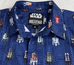 RSVLTS Star Wars “R2 Droids” Men’s Button Down Short Sleeve KUNUFLEX Shirt Size