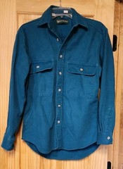 Gander Mountain Chamois Heavy Flannel Shirt Dark Teal Mens Sz Small EUC