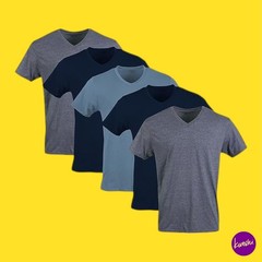 GILDAN Men’s V-Neck T-Shirts Cotton Multicoloured Set of 5 S | UK S | EU 46