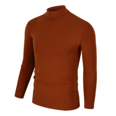 Men’s Base T-shirt Long Sleeve Half High Neck Solid Color Slim-fit Big Size Top