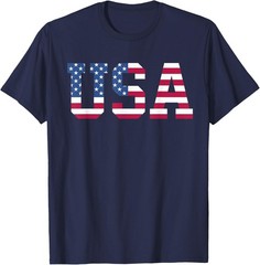 USA American Flag Patriotic Red White Blue Stars & Stripes T-Shirt
