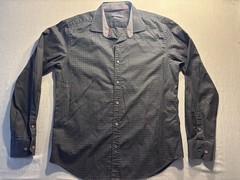 Bugatchi Shaped Fit Black Jacquard Houndstooth Dress Shirt Men’s L Long Sleeve