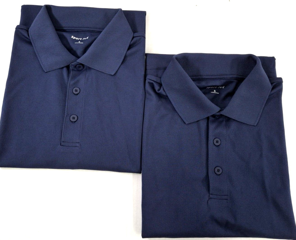 Lot Of 2 Sport-Tek ST640 Racermesh Men’s Polo Shirts-Navy Various Sizes