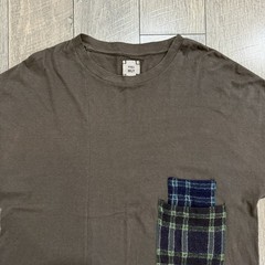 FREI MUT Green Metflix T-Shirt Plaid Pocket Patchwork Japan Recycled Cotton XL