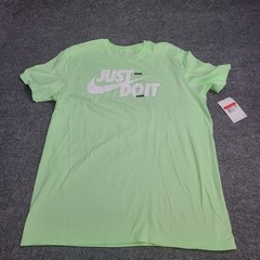 Nike Shirt Men Large Lime Green White Swoosh Just Do It Sportswear Cotton Tee 62
