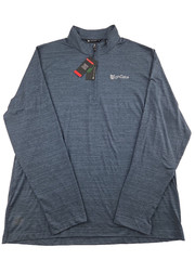 Travis Mathew Golf Polo Shirt L/S Blue Striped The Heater 1/4 Zip Size XL