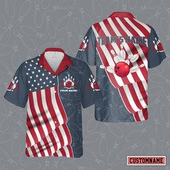 Custom Name And Team Bowling American Flag Pattern Bowling Hawaiian12