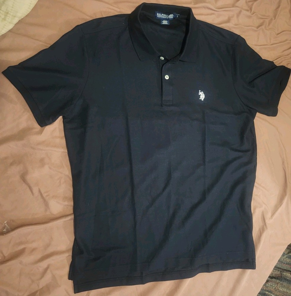 U.S. POLO ASSN. Performance Pique Polo Black with white Logo – Men’s Large