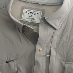 Poncho Gray Magnetic Short Sleeve Point Collar Button-Up 3XL Pocket