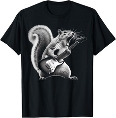 Squirrel Playing Guitar Rock And Roll Cool Star Unisex T-Shirt